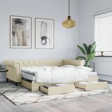  Dnevni krevet na razvlačenje krem 90 x 200 cm od umjetne kože | shoptok.hr