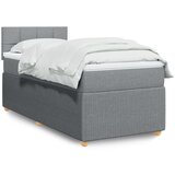 vidaXL Box spring postelja z vzmetnico svetlo siv 100x200 cm blago | Shoptok.si