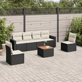Maison Chic Seti vrtnega pohištva - Vrtna garnitura - Vrtni pohištvo set 7-delna z blazinami črn poli ratan, (21803275) | Shoptok.si