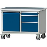 ANKE kompaktna delovna miza, šxg 1140 x 650 mm, 1 omara, 3 predali, pomična izvedba, univerzalna plošča | Shoptok.si