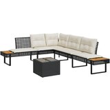  2-dijelni set vrtnih sofa s jastucima poliratan i staklo crni | shoptok.hr