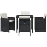 vidaXL set od 5 komada za objedovanje u vrtu s jastučićima crni poli ratan, vrtni stol crni 80x80x73 cm kaljeno staklo | shoptok.hr
