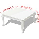  Klupski Stolić 80x80x42 cm Visoki Sjaj Bijeli | Eponuda.com