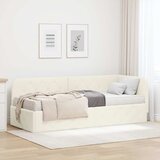 vidaXL Kotna postelja z vzmetnico z vzglavjem krema 80 x 200 cm Žamet | Shoptok.si