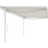 vidaXL Ročno zložljiva tenda s stebrički 5x3,5 m krem | Shoptok.si