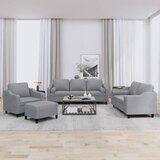  The Living Store Sedežna garnitura 4-delna z vzglavniki svetlo sivo blago - Sedežna Garnitura, (21465373) | Shoptok.si