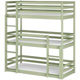 Molarem Home Drveni dječji krevet na kat Ted s tri kreveta - olive - 190x90 cm - Madrac PE pjena 8 cm-spužvasti madrac | shoptok.hr