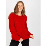 Fashion Hunters Dark red fluffy classic sweater with OCH BELLA wool Cene