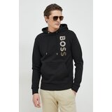 Boss Bombažen pulover moška, črna barva, s kapuco | Shoptok.si