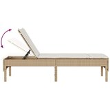 Ležaljka s jastukom bež 55x200x44 cm poli ratan | shoptok.hr