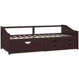 vidaXL Trosed z ležiščem in predali temno rjava borovina 90x200 cm | Shoptok.si