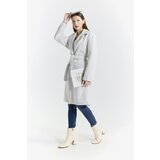 Fenzy Eleganten Plašč Z Gumbi, Svetlo Siv | Shoptok.si