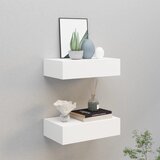 vidaXL Stenska polica s predalom 2 kosa bela 40x23,5x10 cm mediapan, (20620830) | Shoptok.si