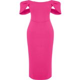 Trendyol Pink Form-fitting Woven Corset Detailed Elegant Evening Dress Cene