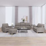  4-dijelni set sofa s jastucima smeđesivi od tkanine Cijene