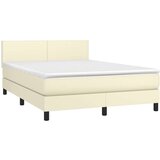  Boxspring - Krevet s oprugama i madracem krem 140 x 190 cm od umjetne kože - Krema 140 x 190 cm Gladak dizajn | shoptok.hr