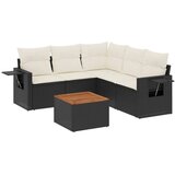  6-dijelni set vrtnih sofa s jastucima crni od poliratana | shoptok.hr