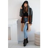 Kesi Striped hooded sweater graphite+brown+camel | shoptok.hr