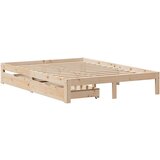 vidaXL Posteljni okvir s predali 135x190 cm borovina, (21308969) Cene