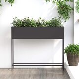  Povišeni Vrtni Planter Crna 100 x 26 x 82 cm Čelik | shoptok.hr