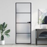 vidaXL Sobna vrata tanka crna 76 x 201 5 cm kaljeno staklo i aluminij Cijene
