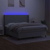  Box spring postelja z vzmetnico LED sv. siva 160x200 cm blago, (20789398) | Shoptok.si