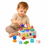  Wooden Montessori Educational Sorter on Wheels Shapes and Numbers | Shoptok.si