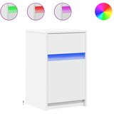 vidaXL Nočna omarica z LED lučkami bel inženirski les, (21327350) | Shoptok.si