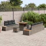  10-dijelni set sofe za vrt s jastučićima siva poly rattan | shoptok.hr