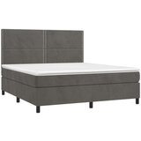  Box spring postelja z vzmetnico temno siva 160x200 cm žamet, (20899609) | Shoptok.si