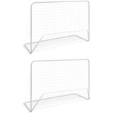 vidaXL Nogometni goli 2 kosa z mrežo jeklo 182x61x122 cm bele barve Cene