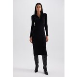 Defacto Fitted Zipper Collar Ribbed Long Sleeve Dress | Eponuda.ba