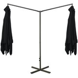  Dvostruki vrtni suncobran s čeličnim stupom 600 x 300 cm crni | shoptok.hr
