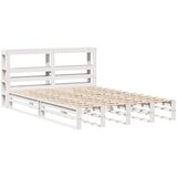 vidaXL Posteljni okvir z vzglavjem bel 120x190 cm trdna borovina, (21322134) | Shoptok.si