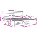  Okvir za krevet Prirodno drvo Čvrsta borovina 180 x 200 cm | shoptok.hr