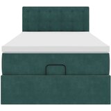 vidaXL Otomanski posteljni okvir z vzmetnico zelen 90x200 cm žamet, (21611495) | Shoptok.si