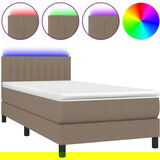  Box spring postelja z vzmetnico LED taupe 90x200 cm blago, (20900596) | Shoptok.si