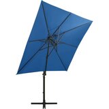  Vrtni senčnik z LED lučkami sinje moder 250 cm | Shoptok.si