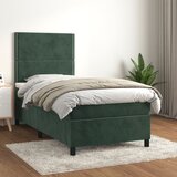 Maison Chic Box spring postelja - Vzmetna postelja z vzmetnico temno zelena 90x200 cm žamet SL13209, (21907959) | Shoptok.si