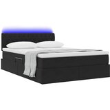  LED krevet za pohranu s madracem Crna 140 x 200 cm Baršun | shoptok.hr