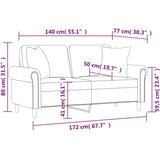  Dvosjed s ukrasnim jastucima krem 140 cm baršunasti | shoptok.hr