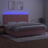  Krevet box spring s madracem LED ružičasti 200x200cm baršunasti | shoptok.hr