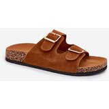 Boto Women's Slippers With Golden Buckles And Stitching Camel Lunera | Shoptok.si