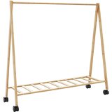 vidaXL Stojalo za oblačila s policami n kolesi 106x34x106,5 cm Bambus | Shoptok.si