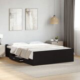 Maison Chic Posteljni okvir - Dvoposteljna postelja - Zakonska postelja s predali črn 120x190 cm inženirski les, (21694773) | Shoptok.si
