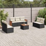  8-dijelni set vrtnih sofa od poliratana s jastucima crni | shoptok.hr