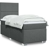 vidaXL Box spring postelja z vzmetnico temno siva 100x200 cm blago | Shoptok.si