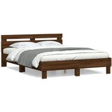 Maison Chic Posteljni okvir - Dvoposteljna postelja - Zakonska postelja z vzglavjem rjavi hrast 140x190 cm inž. les-J16273, (21774009) | Shoptok.si