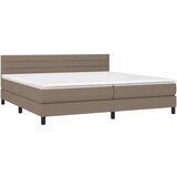  Krevet box spring s madracem LED smeđesivi 200x200 cm tkanina | shoptok.hr