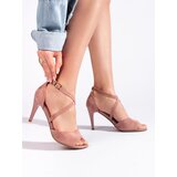 Sergio Leone Suede women's stiletto sandals powder pink Cijene